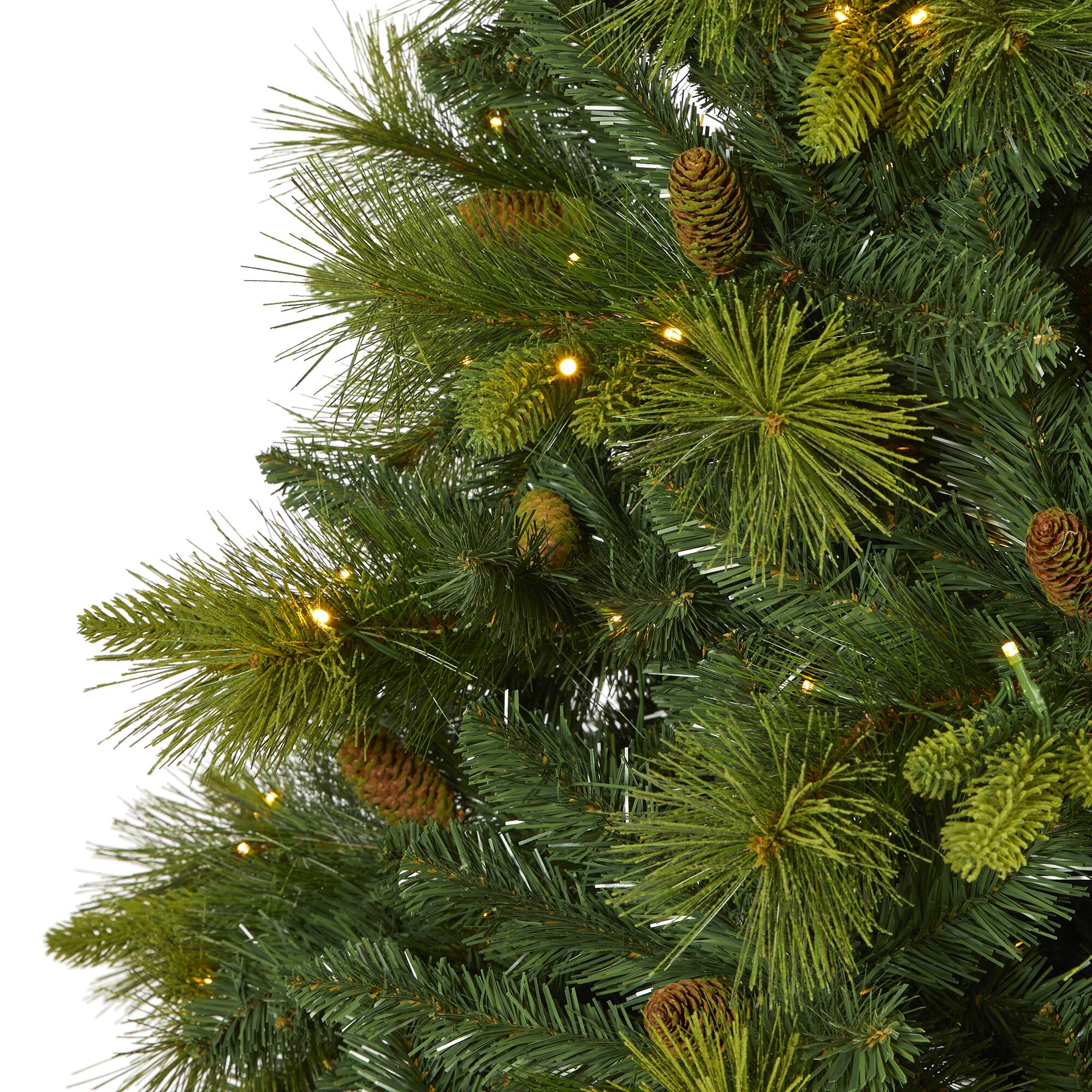 7.5ft. Pre-Lit North Carolina Mixed Pine Artificial Christmas Tree, Warm White LED Lights